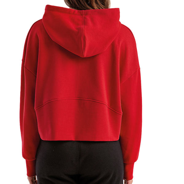 TriDri Women's Alice Half-Zip Hooded Sweatshirt, Fire Red, Back view