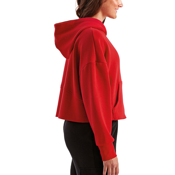 TriDri Women's Alice Half-Zip Hooded Sweatshirt, Fire Red, Right Sleeve view