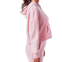 TriDri Women's Alice Half-Zip Hooded Sweatshirt, Light Pink, Right Sleeve view