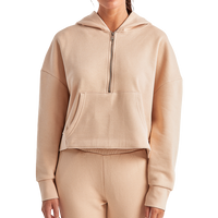 TriDri Women's Alice Half-Zip Hooded Sweatshirt, Nude, Front view