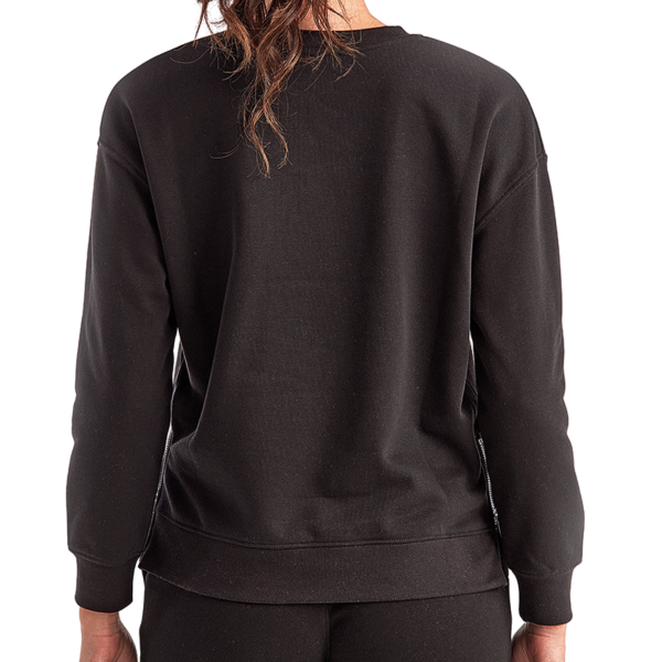 TriDri Women's Billie Side-Zip Crewneck Sweatshirt, Black, Back view