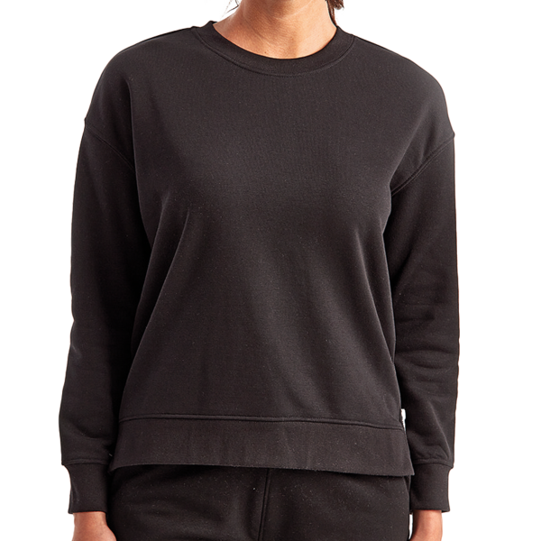 TriDri Women's Billie Side-Zip Crewneck Sweatshirt, Black, Front view