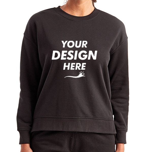 TriDri Women's Billie Side-Zip Crewneck Sweatshirt, Black, Front view, Mockup