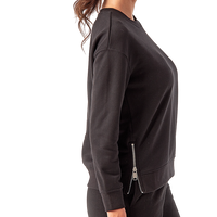TriDri Women's Billie Side-Zip Crewneck Sweatshirt, Black, Right Sleeve view
