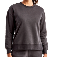 TriDri Women's Billie Side-Zip Crewneck Sweatshirt, Charcoal, Front view