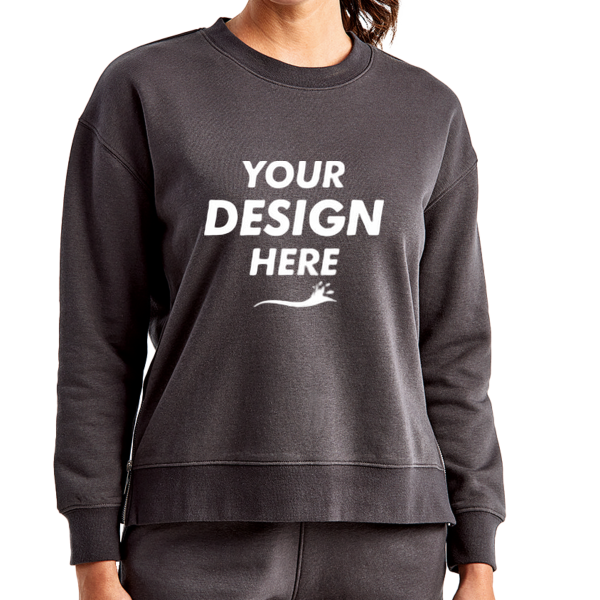 TriDri Women's Billie Side-Zip Crewneck Sweatshirt, Charcoal, Front view, Mockup