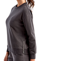 TriDri Women's Billie Side-Zip Crewneck Sweatshirt, Charcoal, Left Sleeve view