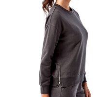 TriDri Women's Billie Side-Zip Crewneck Sweatshirt, Charcoal, Right Sleeve view
