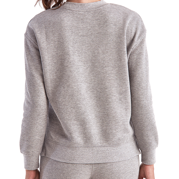 TriDri Women's Billie Side-Zip Crewneck Sweatshirt, Heather Grey, Back view
