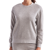 TriDri Women's Billie Side-Zip Crewneck Sweatshirt, Heather Grey, Front view