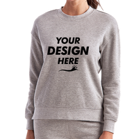 TriDri Women's Billie Side-Zip Crewneck Sweatshirt, Heather Grey, Front view, Mockup
