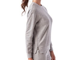 TriDri Women's Billie Side-Zip Crewneck Sweatshirt, Heather Grey, Right Sleeve view