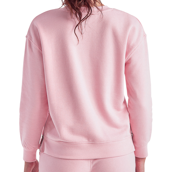 TriDri Women's Billie Side-Zip Crewneck Sweatshirt, Light Pink, Back view
