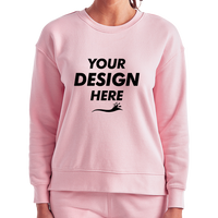 TriDri Women's Billie Side-Zip Crewneck Sweatshirt, Light Pink, Front view, Mockup