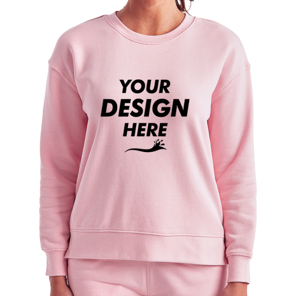 TriDri Women's Billie Side-Zip Crewneck Sweatshirt, Light Pink, Front view, Mockup