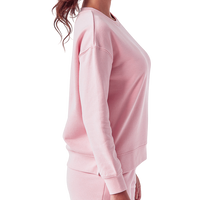 TriDri Women's Billie Side-Zip Crewneck Sweatshirt, Light Pink, Right Sleeve view