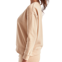 TriDri Women's Billie Side-Zip Crewneck Sweatshirt, Nude, Left Sleeve view