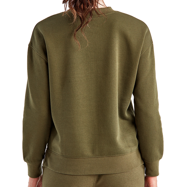 TriDri Women's Billie Side-Zip Crewneck Sweatshirt, Olive, Back view