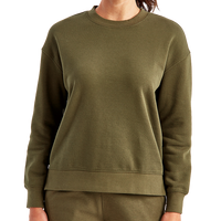 TriDri Women's Billie Side-Zip Crewneck Sweatshirt, Olive, Front view