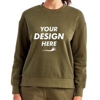 TriDri Women's Billie Side-Zip Crewneck Sweatshirt, Olive, Front view, Mockup