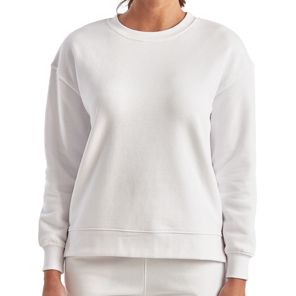 TriDri Women's Billie Side-Zip Crewneck Sweatshirt, White, Front view