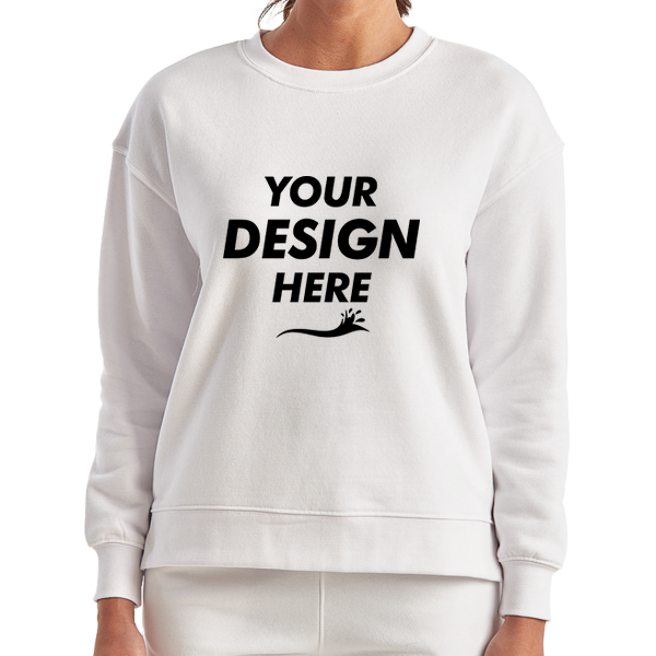 TriDri Women's Billie Side-Zip Crewneck Sweatshirt, White, Front view, Mockup