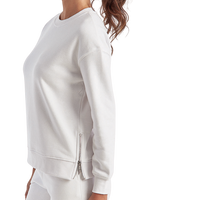 TriDri Women's Billie Side-Zip Crewneck Sweatshirt, White, Left Sleeve view