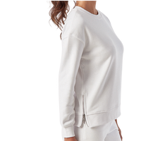 TriDri Women's Billie Side-Zip Crewneck Sweatshirt, White, Right Sleeve view