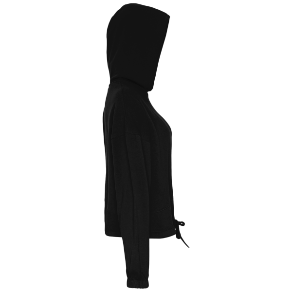 TriDri Women's Cropped Maria Hooded Sweatshirt, Black, Right Sleeve view
