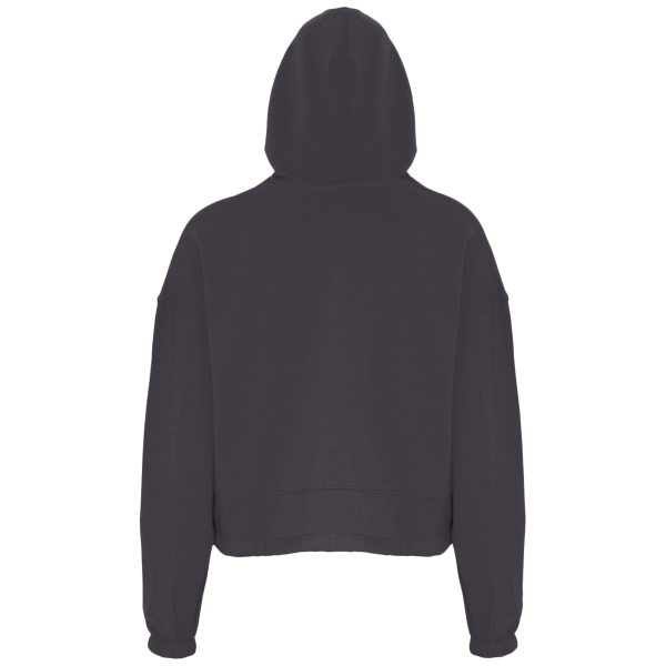 TriDri Women's Cropped Maria Hooded Sweatshirt, Charcoal, Back view