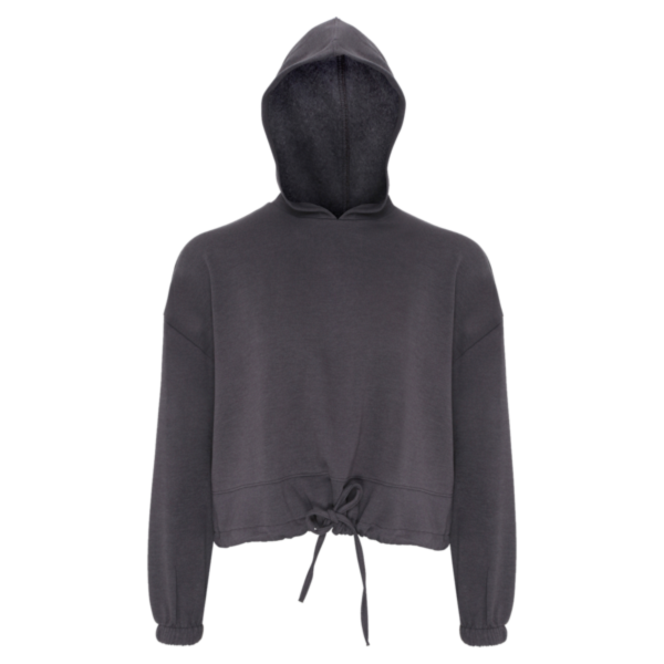 TriDri Women's Cropped Maria Hooded Sweatshirt, Charcoal, Front view