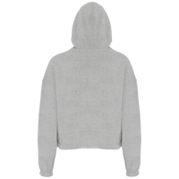 TriDri Women's Cropped Maria Hooded Sweatshirt, Heather Grey, Back view