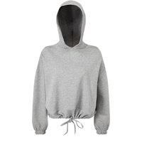 TriDri Women's Cropped Maria Hooded Sweatshirt, Heather Grey, Front view