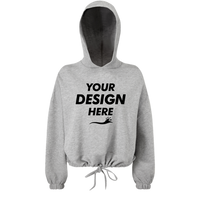 TriDri Women's Cropped Maria Hooded Sweatshirt, Heather Grey, Front view, Mockup