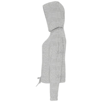 TriDri Women's Cropped Maria Hooded Sweatshirt, Heather Grey, Left Sleeve view