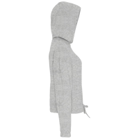 TriDri Women's Cropped Maria Hooded Sweatshirt, Heather Grey, Right Sleeve view