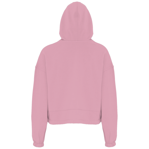 TriDri Women's Cropped Maria Hooded Sweatshirt, Light Pink, Back view