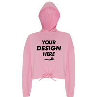 TriDri Women's Cropped Maria Hooded Sweatshirt, Light Pink, Front view, Mockup