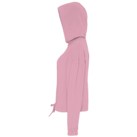TriDri Women's Cropped Maria Hooded Sweatshirt, Light Pink, Left Sleeve view