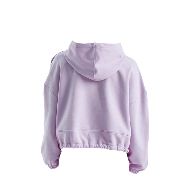 TriDri Women's Cropped Maria Hooded Sweatshirt, Lilac, Back view