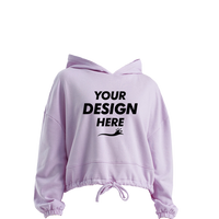 TriDri Women's Cropped Maria Hooded Sweatshirt, Lilac, Front view, Mockup