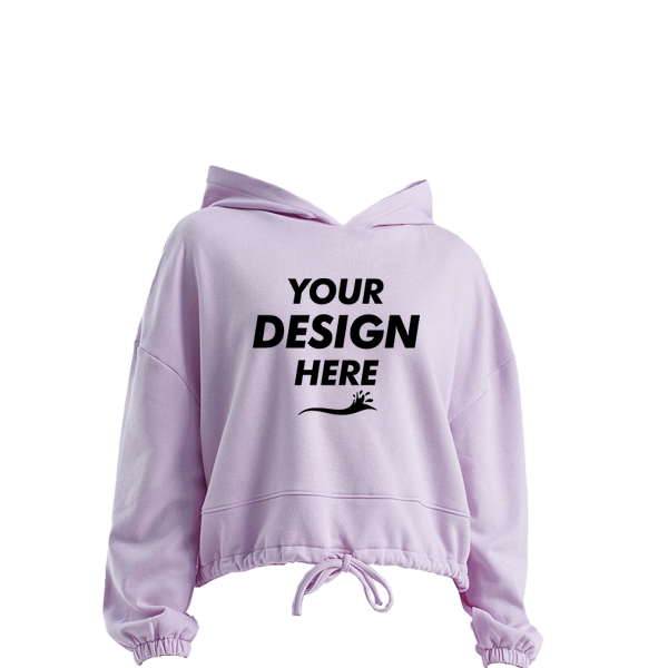 TriDri Women's Cropped Maria Hooded Sweatshirt, Lilac, Front view, Mockup