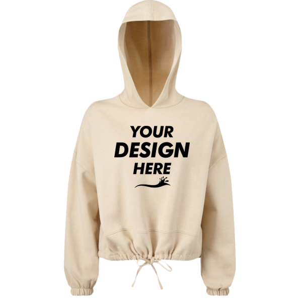 TriDri Women's Cropped Maria Hooded Sweatshirt, Nude, Front view, Mockup