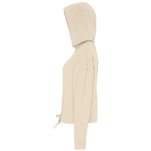TriDri Women's Cropped Maria Hooded Sweatshirt, Nude, Left Sleeve view