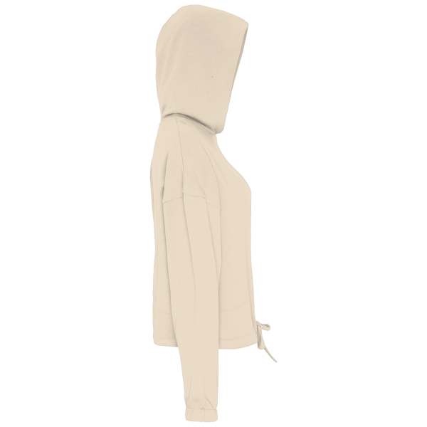 TriDri Women's Cropped Maria Hooded Sweatshirt, Nude, Right Sleeve view