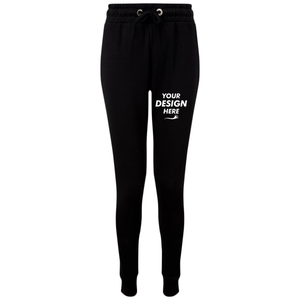 TriDri Women's Fitted Maria Joggers, Black, Front view, Mockup