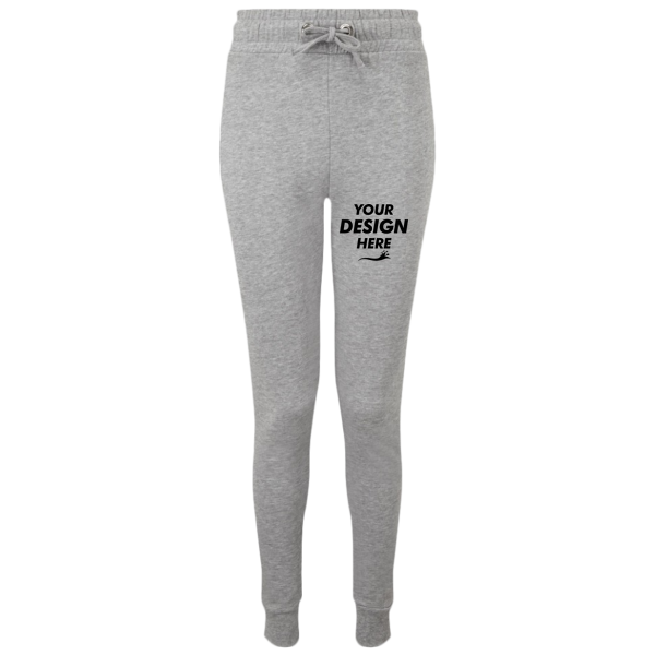 TriDri Women's Fitted Maria Joggers, Heather Grey, Front view, Mockup