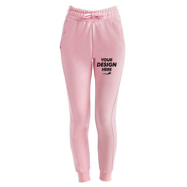 TriDri Women's Fitted Maria Joggers, Light Pink, Front view, Mockup