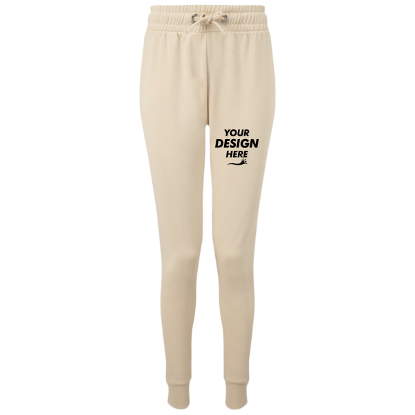 TriDri Women's Fitted Maria Joggers, Nude, Front view, Mockup