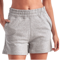 TriDri Women's Maria Jogger Shorts, Heather Grey, Front view